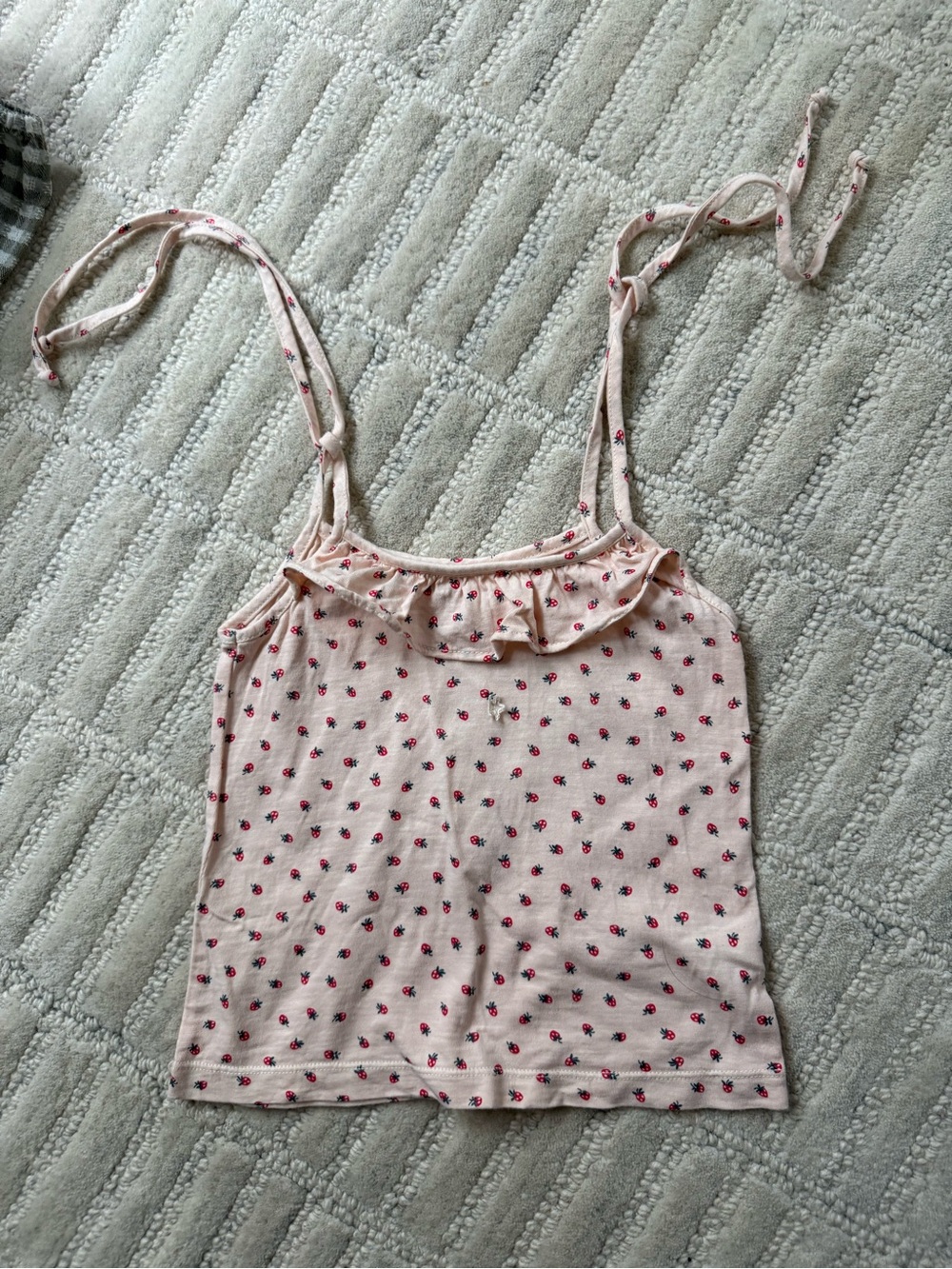 Girls' Pink Floral Ruffled Tank Top